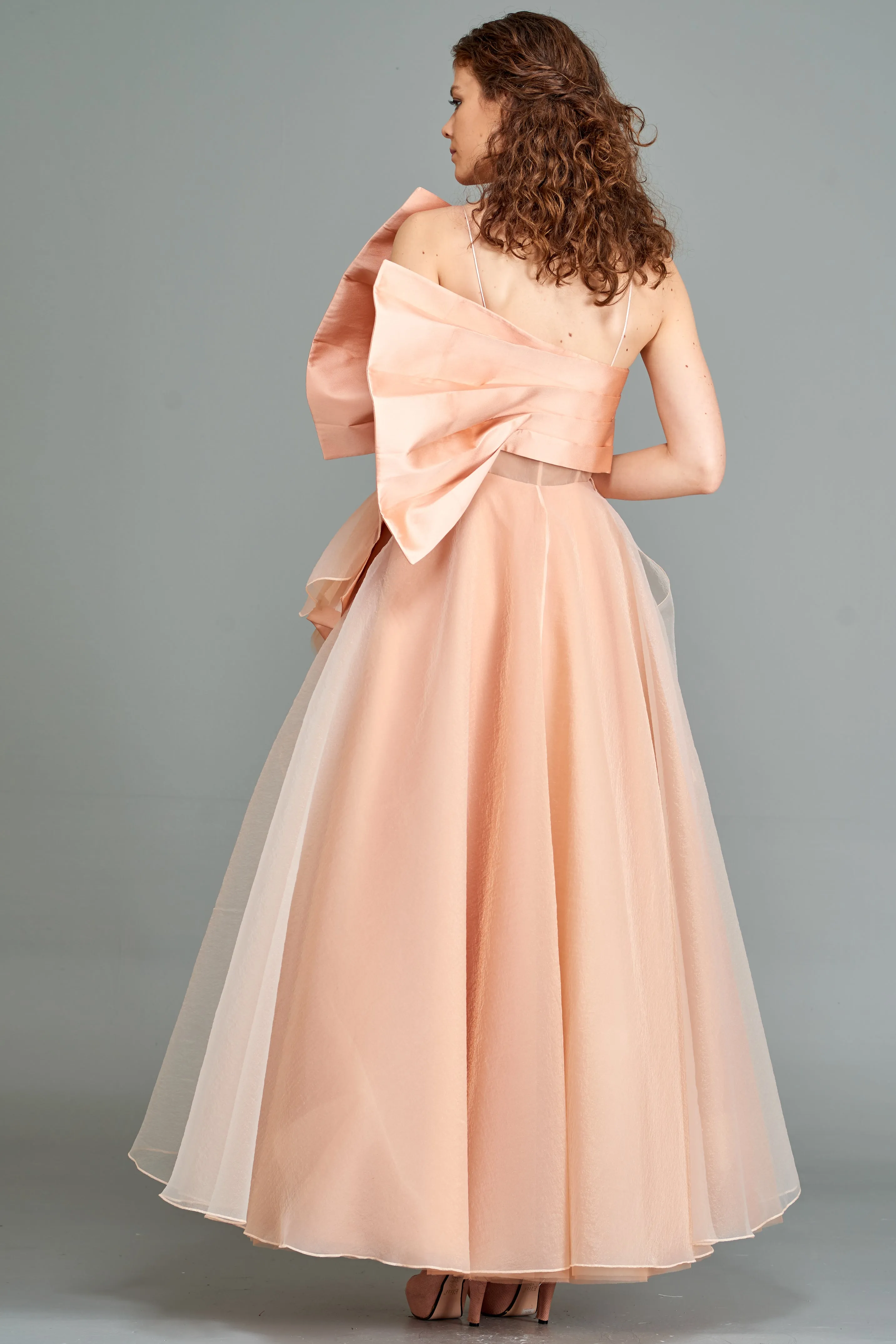 Draped Taffeta Bodice and Organza Layered Gown