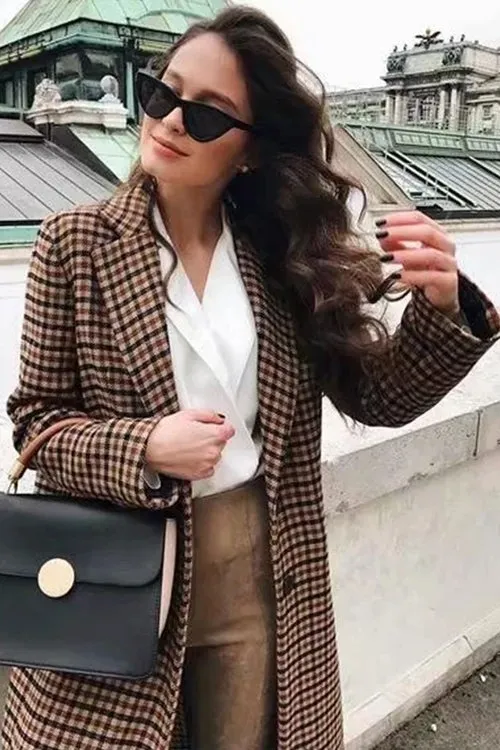 Dunnmall Chic Khaki Suit Blazer