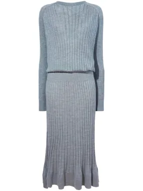 Eden Knit Dress in Light Grey Melange