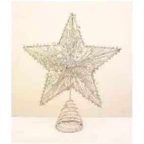 Enchante Silver Glitter Star Tree Topper - 25cm