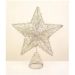 Enchante Silver Glitter Star Tree Topper - 25cm