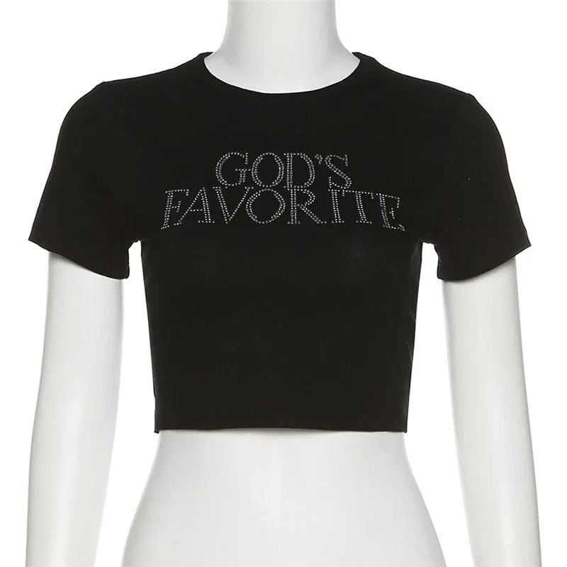 Ethel Sequin God's Favorite Cropped T-Shirt