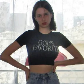 Ethel Sequin God's Favorite Cropped T-Shirt