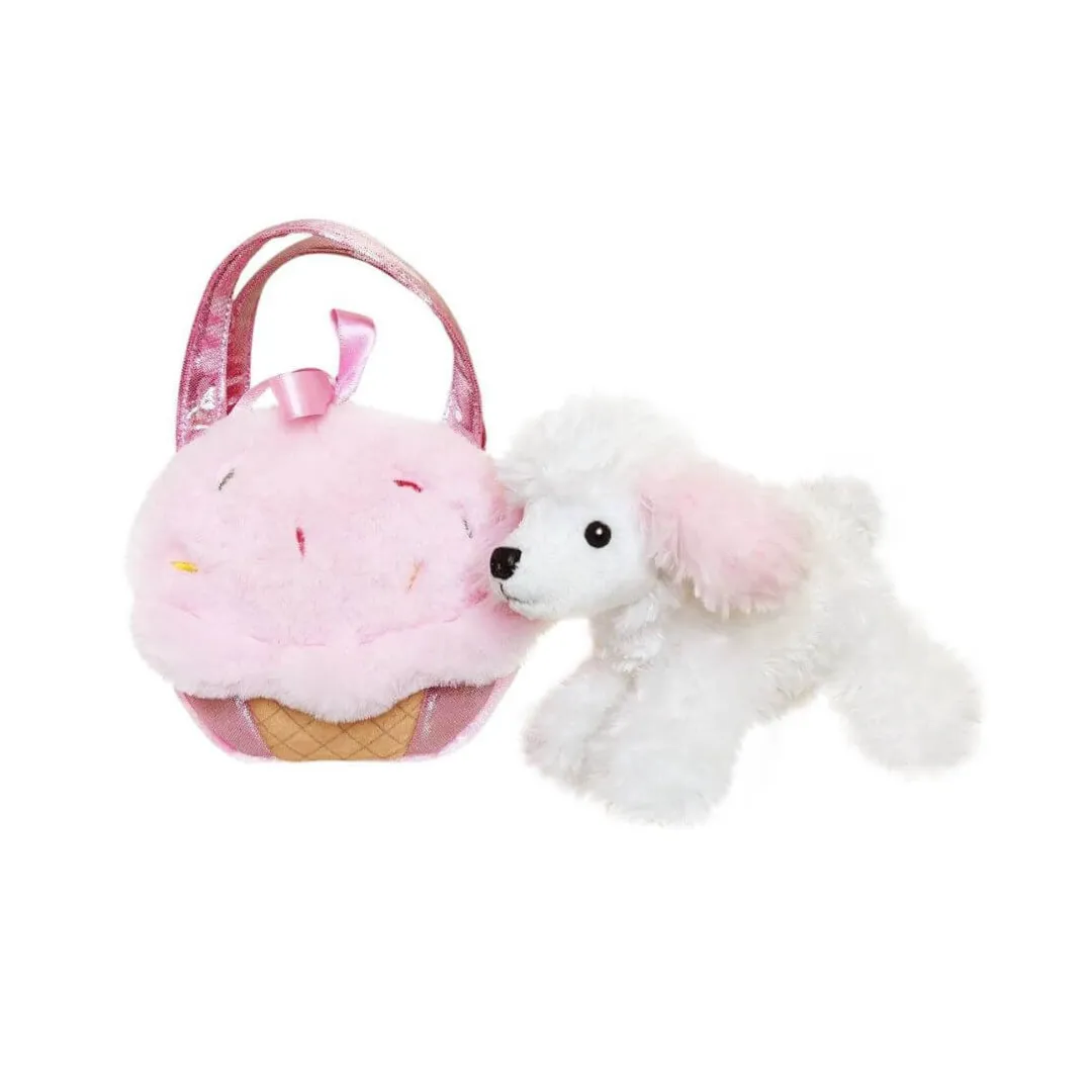 Fancy Pals - White Poodle in Ice Cream Cone Bag