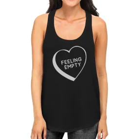 Feeling Empty Heart Women Black Sleeveless Shirt Cute Graphic Tanks