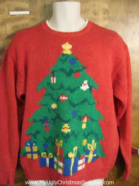 Festive 80s Ugly Christmas Sweater with Tree