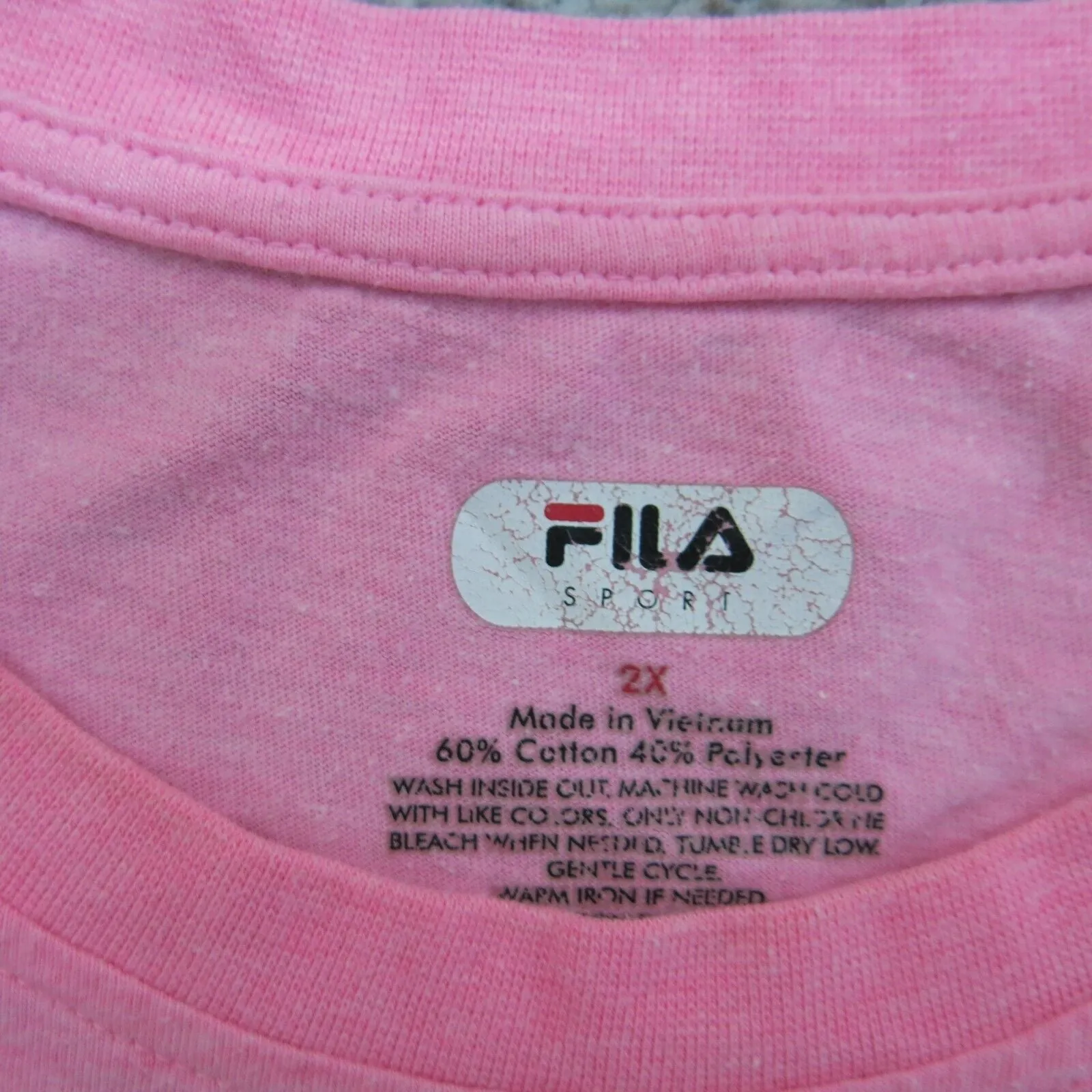 Fila Sport Shirt Womens 2X Pink Cap Sleeve Floral Crew Neck Tee Logo