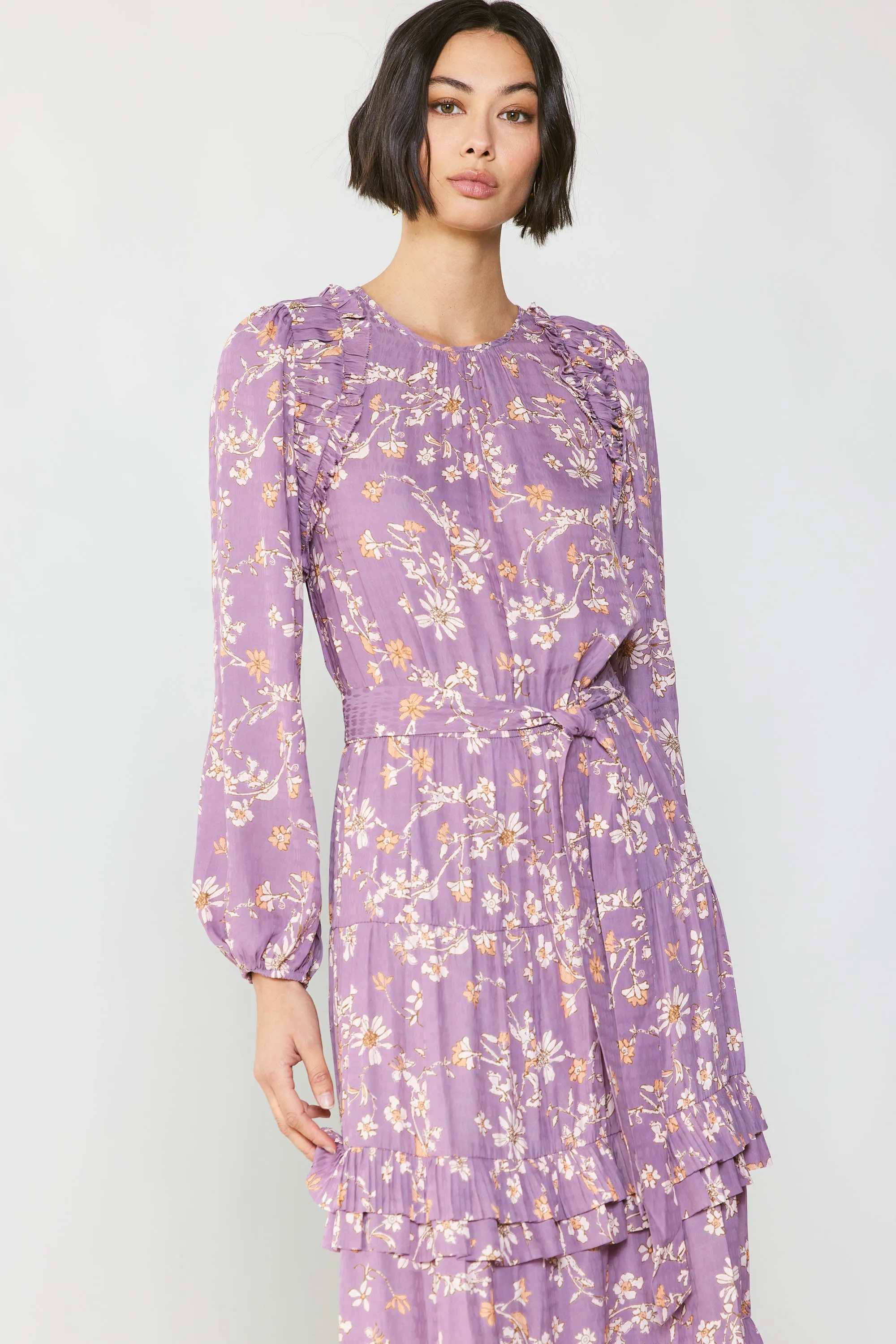 Floral Tiered Long Sleeve Dress