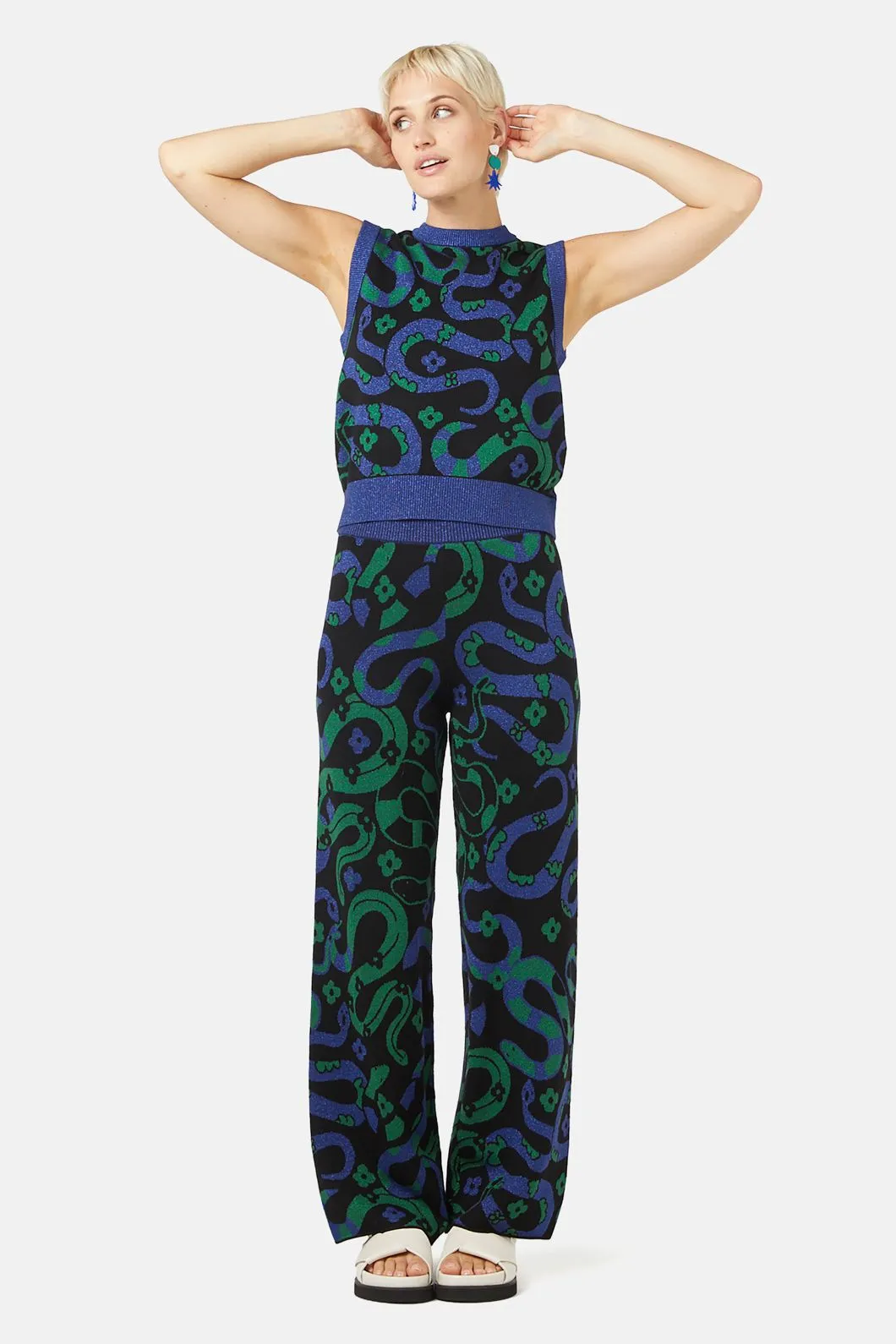 Flower Snake Knit Pant