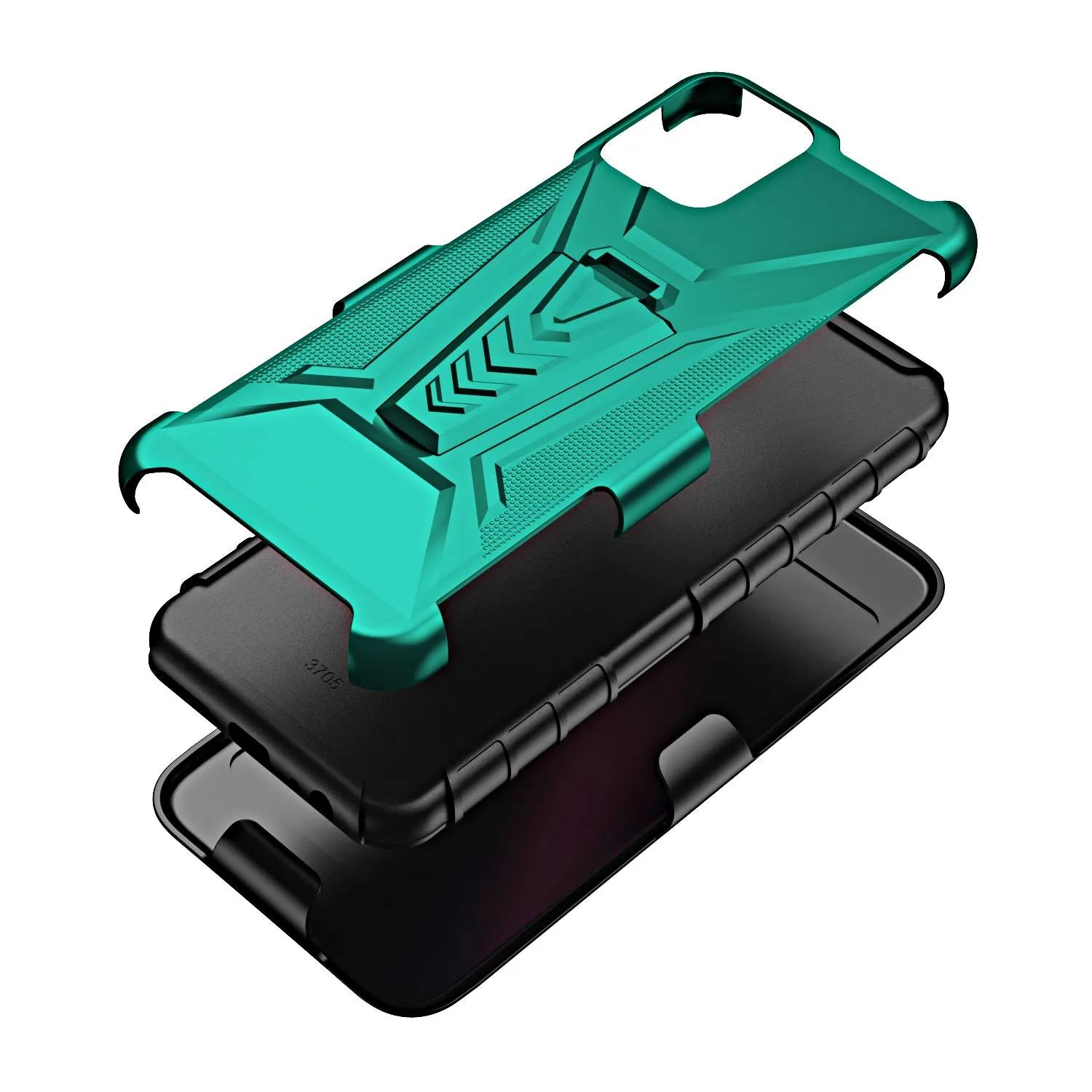 For T-Mobile REVVL 6 Pro 5G Case with Tempered Glass Screen Protector Heavy Duty Protective Phone Case,Built-in Kickstand Rugged Shockproof Protective Phone Case - Teal