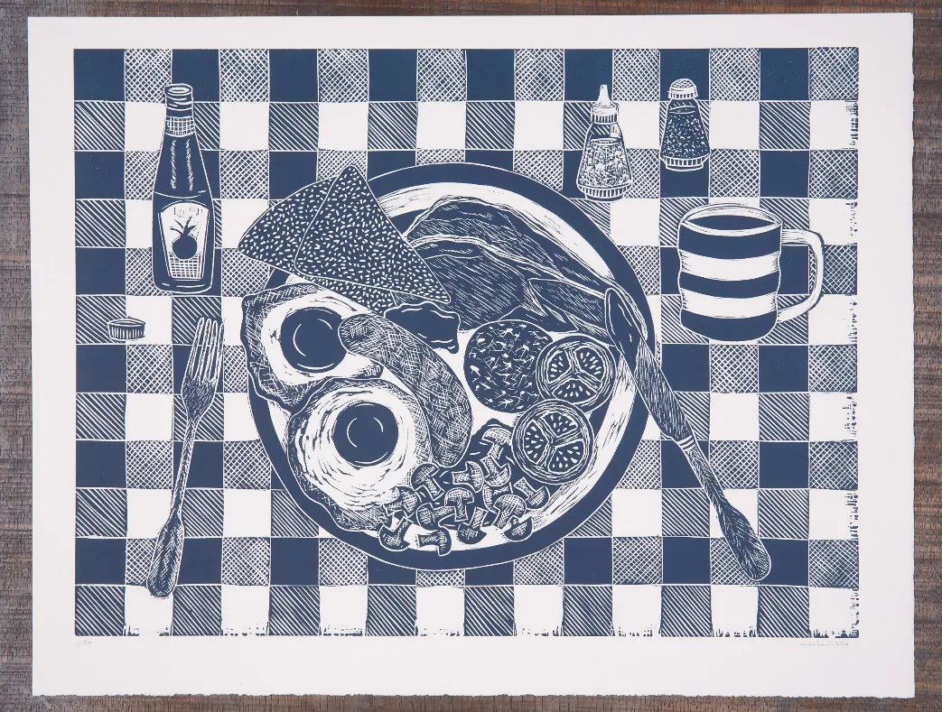 Full English Breakfast Limited Edition Lino Print