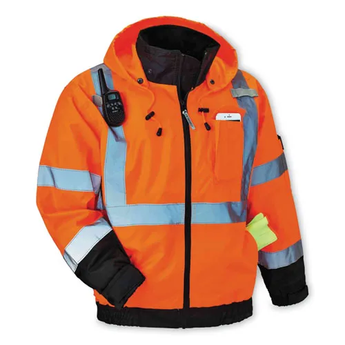 Glowear 8379 Class 3 Hi-vis Fleece Lined Bomber Jacket, Orange, 2x-large, Ships In 1-3 Business Days