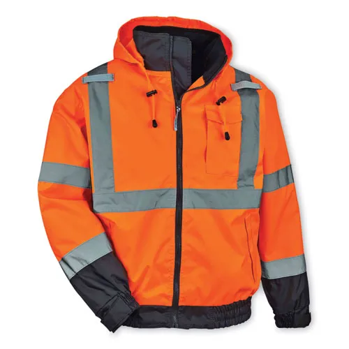 Glowear 8379 Class 3 Hi-vis Fleece Lined Bomber Jacket, Orange, 2x-large, Ships In 1-3 Business Days