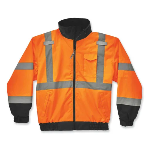 Glowear 8379 Class 3 Hi-vis Fleece Lined Bomber Jacket, Orange, 2x-large, Ships In 1-3 Business Days