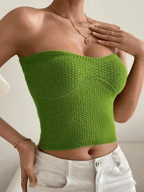 Green Knitted Bandeau Top