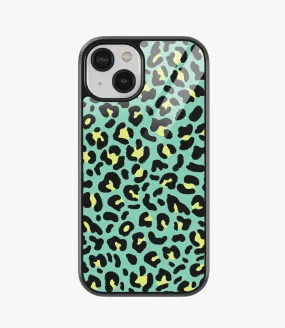 Green Leopard Print Glass Case