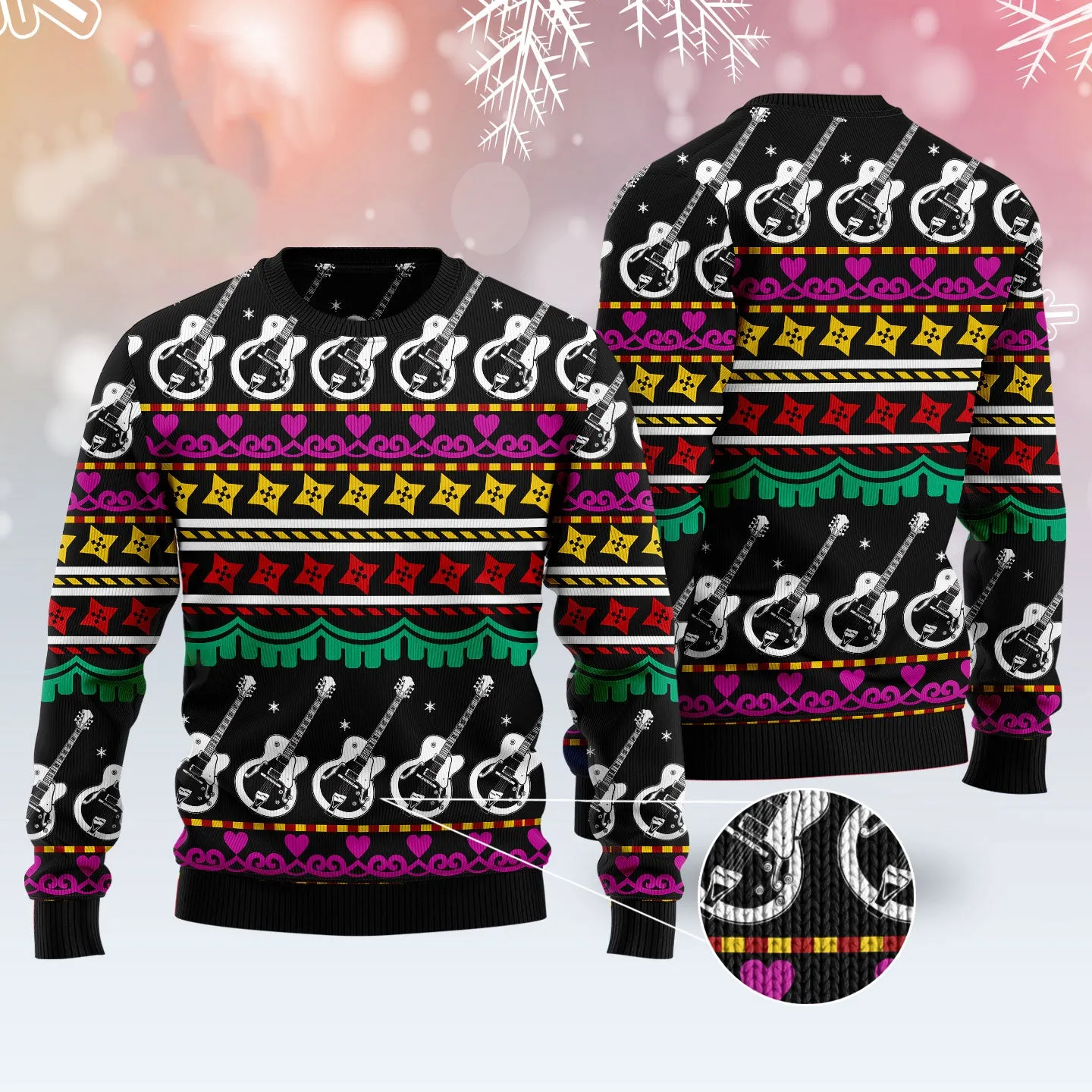 Guitar Christmas Ugly Christmas Sweater, 3D Sweater Guitar for Men Women