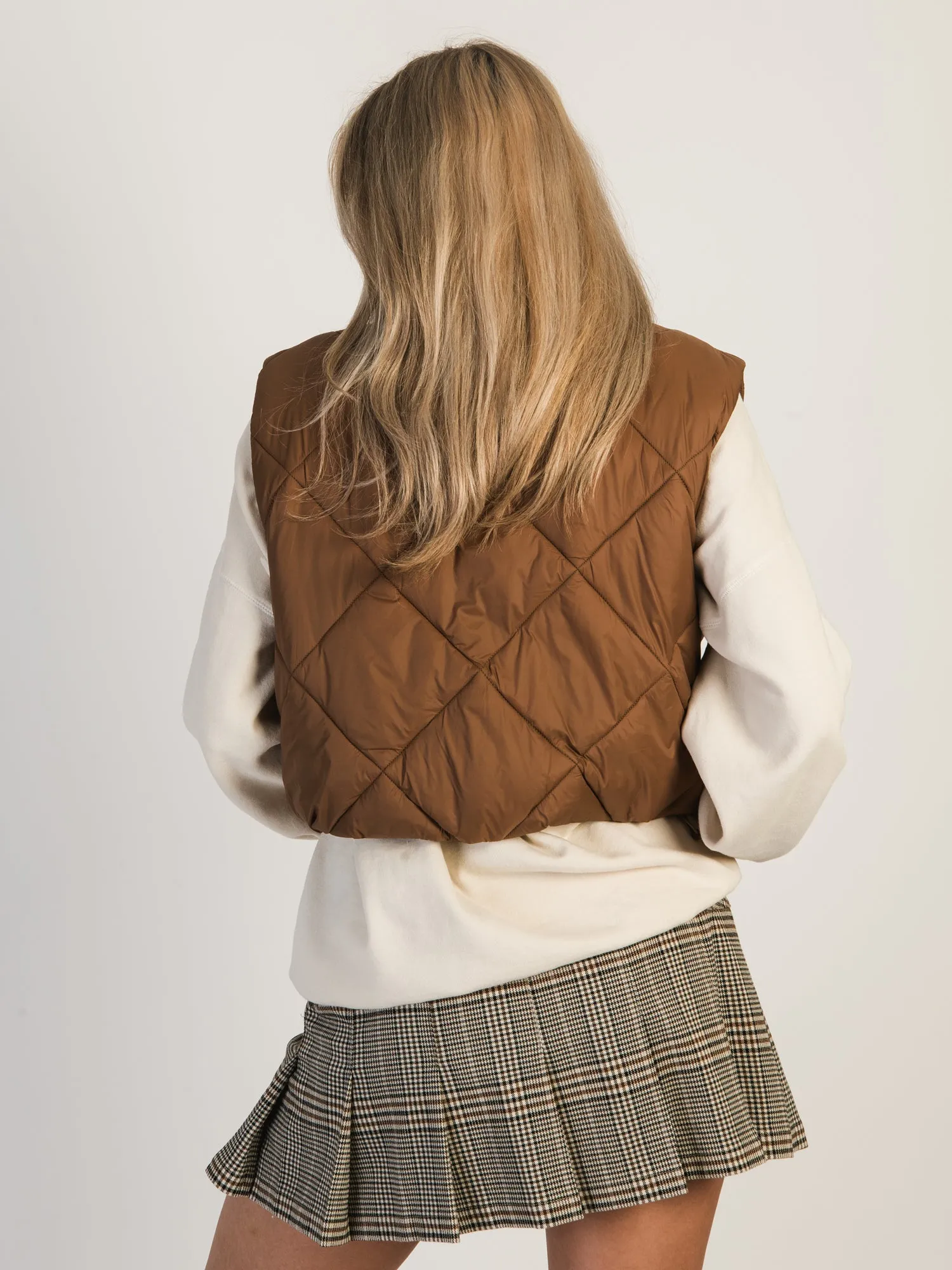 HARLOW ZOEY QUILTED VEST - COGNAC