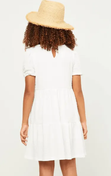 Hayden Girls Tiered Spring Dress in Off White