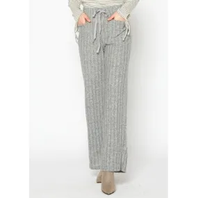 High Waist Ribbed Knit Straight Pants