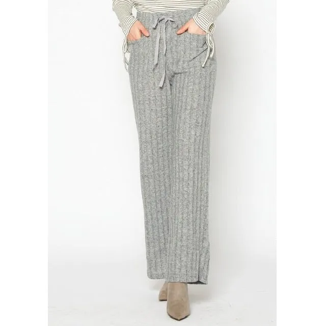 High Waist Ribbed Knit Straight Pants