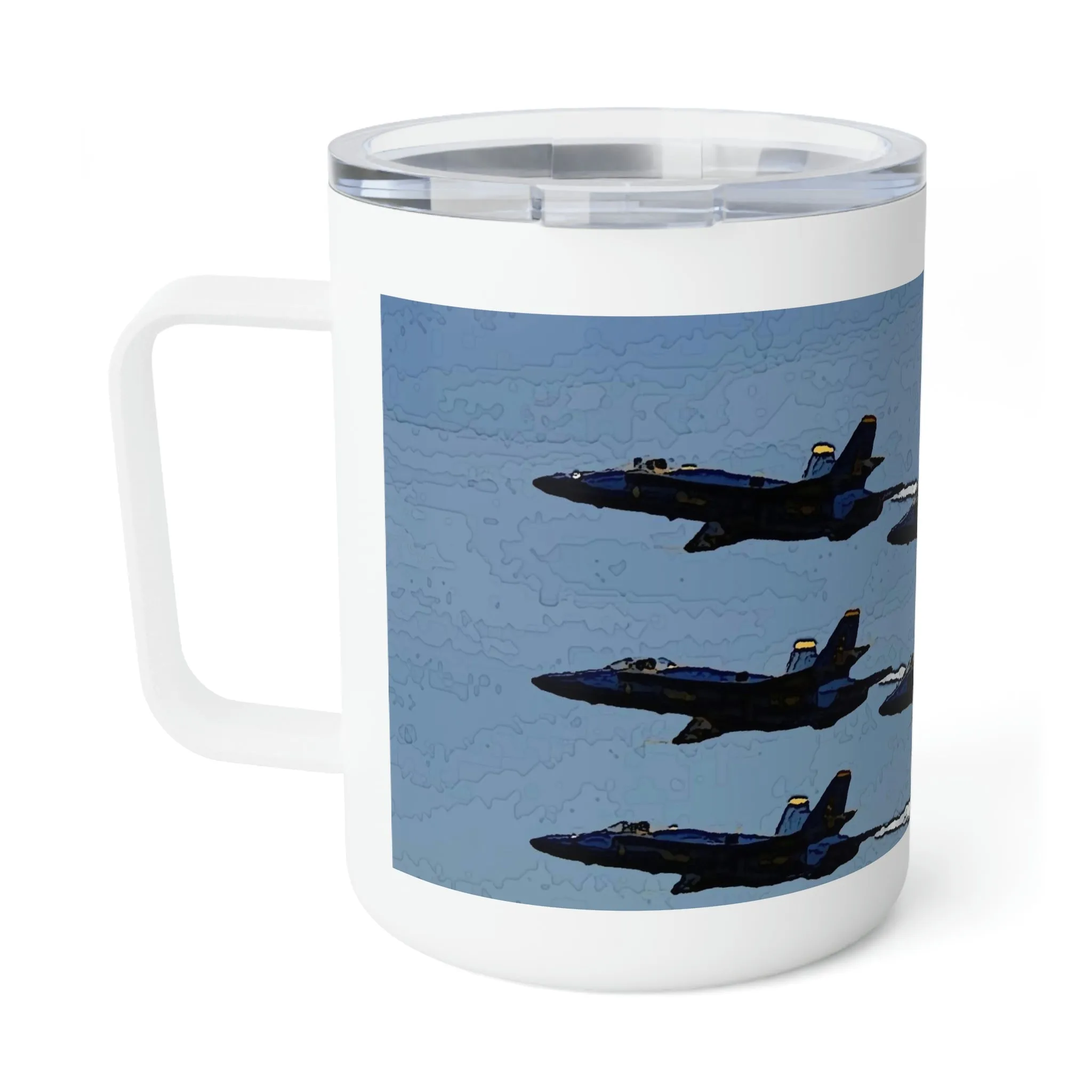 Insulated Coffee Mug, 10oz  ... Seattle Seafair ..."Blue Angels Run Over Lake Washington" ... Circa Mid 1980's ... Dr FJ Holt ... Original Works ...