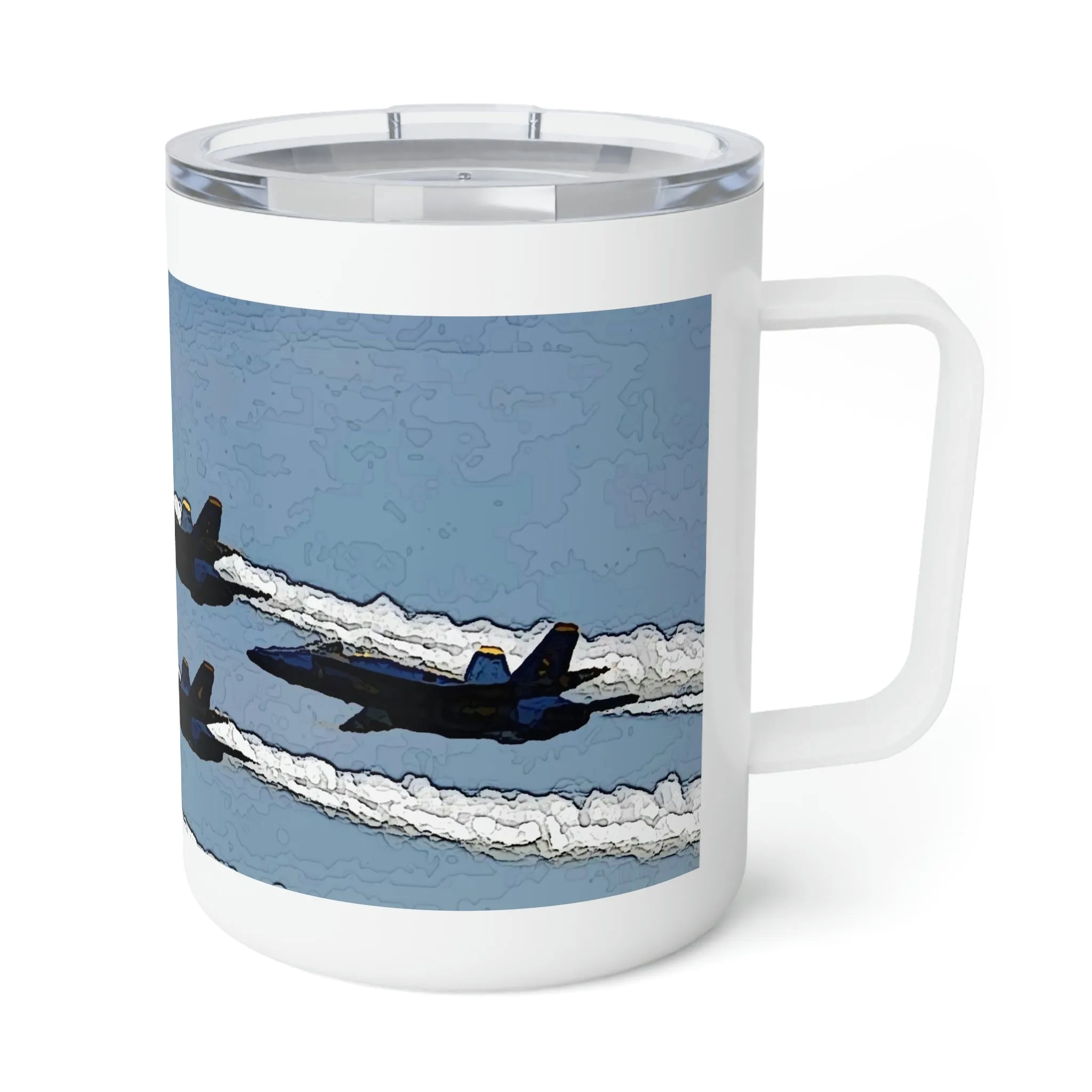 Insulated Coffee Mug, 10oz  ... Seattle Seafair ..."Blue Angels Run Over Lake Washington" ... Circa Mid 1980's ... Dr FJ Holt ... Original Works ...