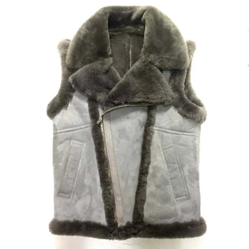 Jakewood Grey Suede Shearling Vest