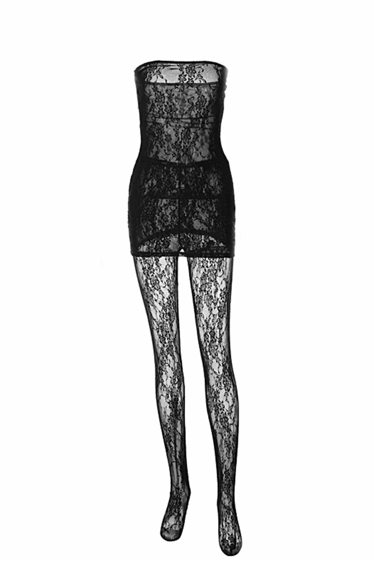 Joskaa Lace Sleeveless Dress Leggings Two-piece Set