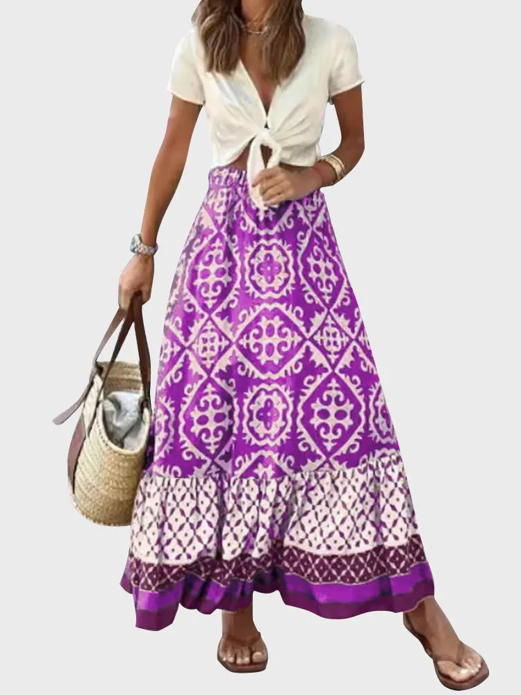 Korean Boho Maxi Skirt