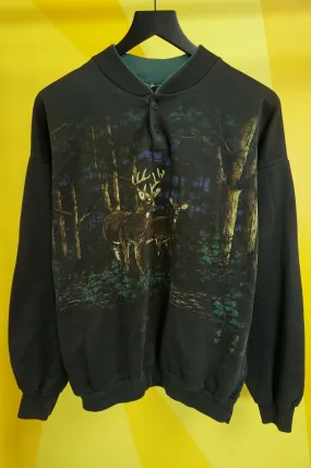 (L) Vtg Deer AOP Crewneck