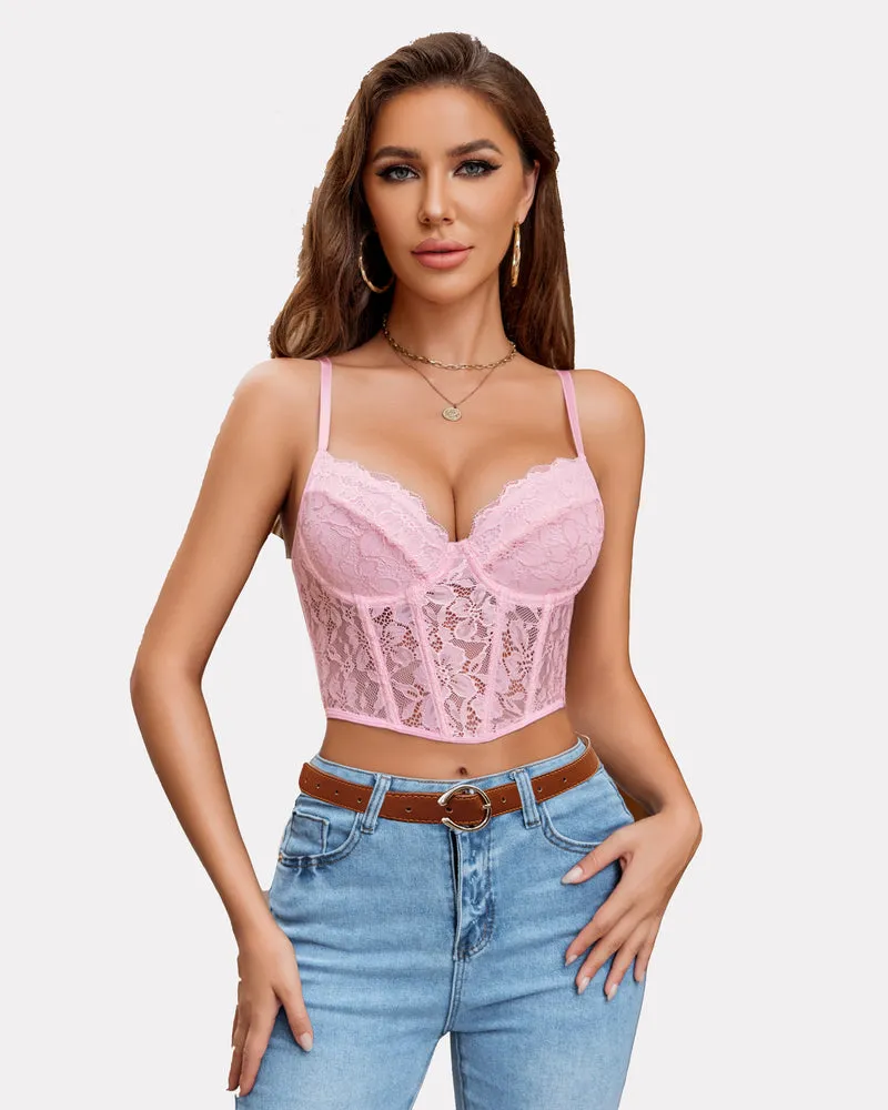 Lace Underwired Racerback Crop Top