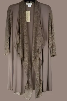 Lady Noiz Lace Drape Layer Long Cardigan - Mocha