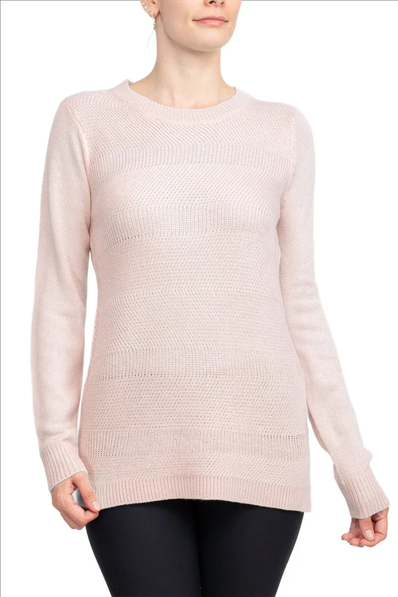 Lissy Crew Neck Long Sleeve Solid Knit Top