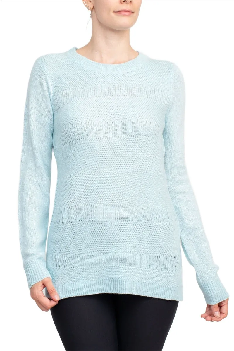 Lissy Crew Neck Long Sleeve Solid Knit Top