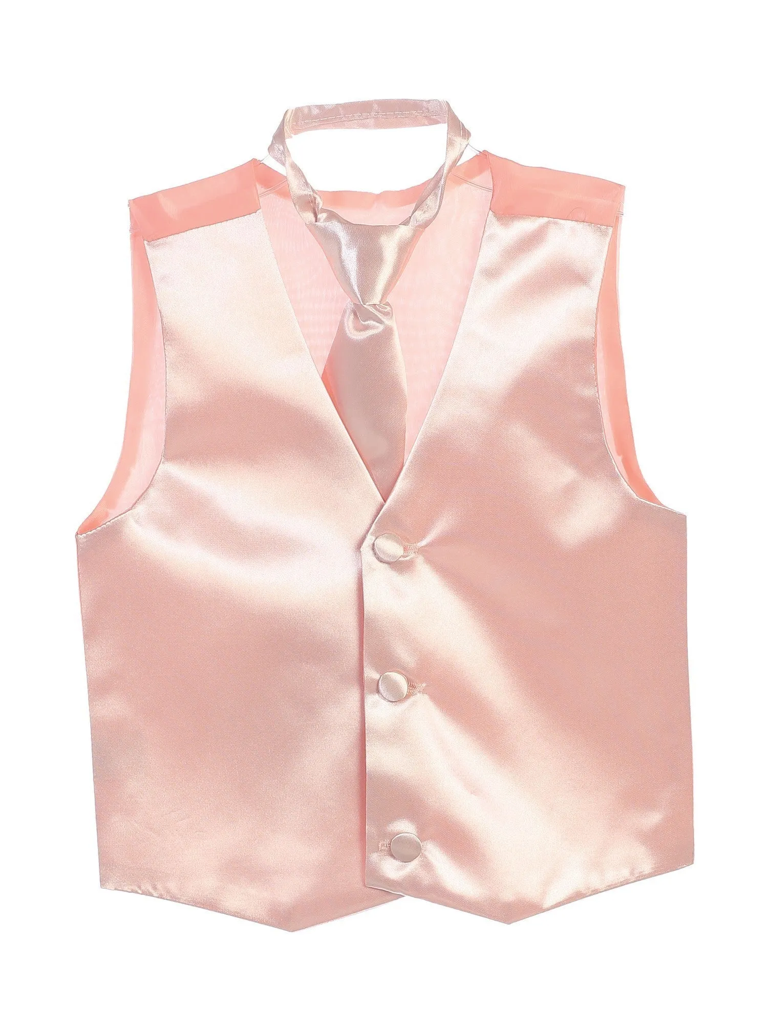 Little Boys Blush Three Button Satin Vest Tie 2 Pc Set 2-6