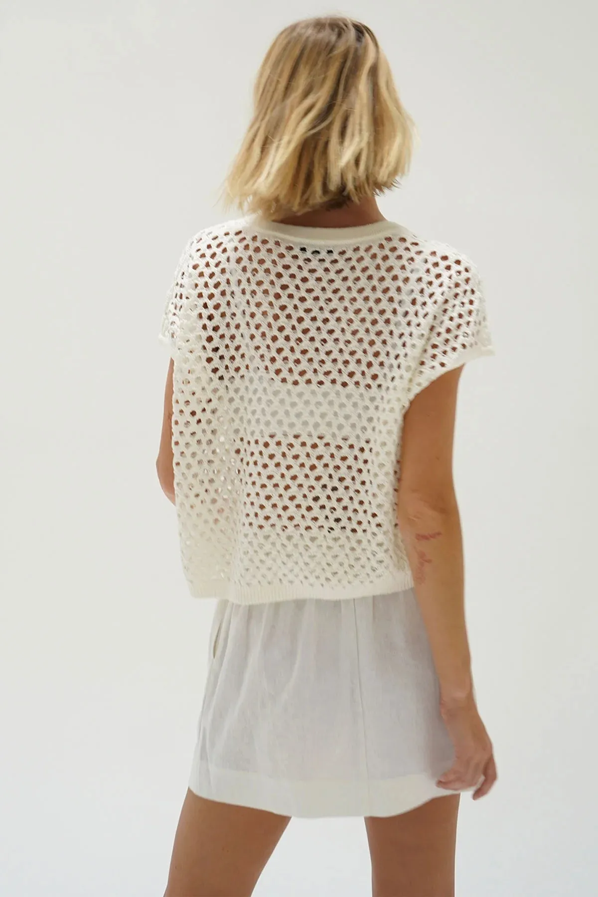 LNA ‘Isak V Open Knit Top’