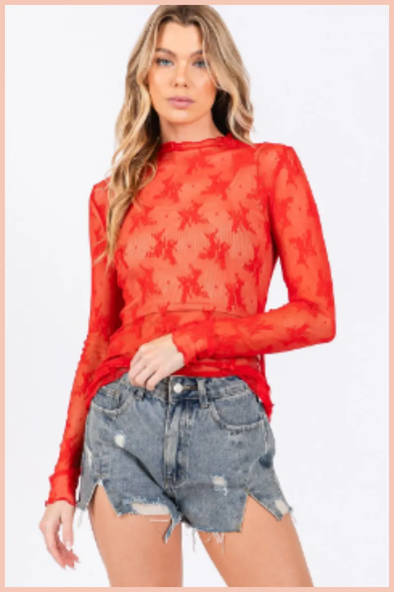 Longsleeve Floral Lace Top