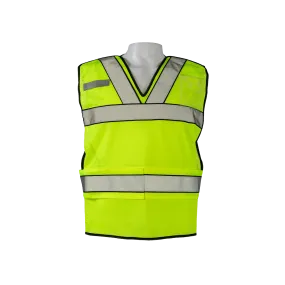 LVM2-VNPSV High-Vis Lime Mesh ANSI Class 2 Pullover V-Neck Breakaway Vest Reflective X on Back