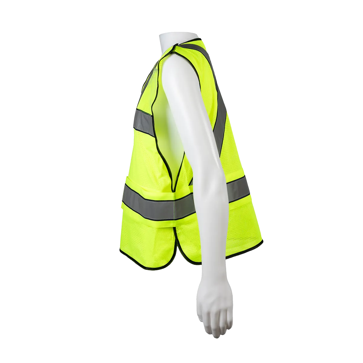 LVM2-VNPSV High-Vis Lime Mesh ANSI Class 2 Pullover V-Neck Breakaway Vest Reflective X on Back