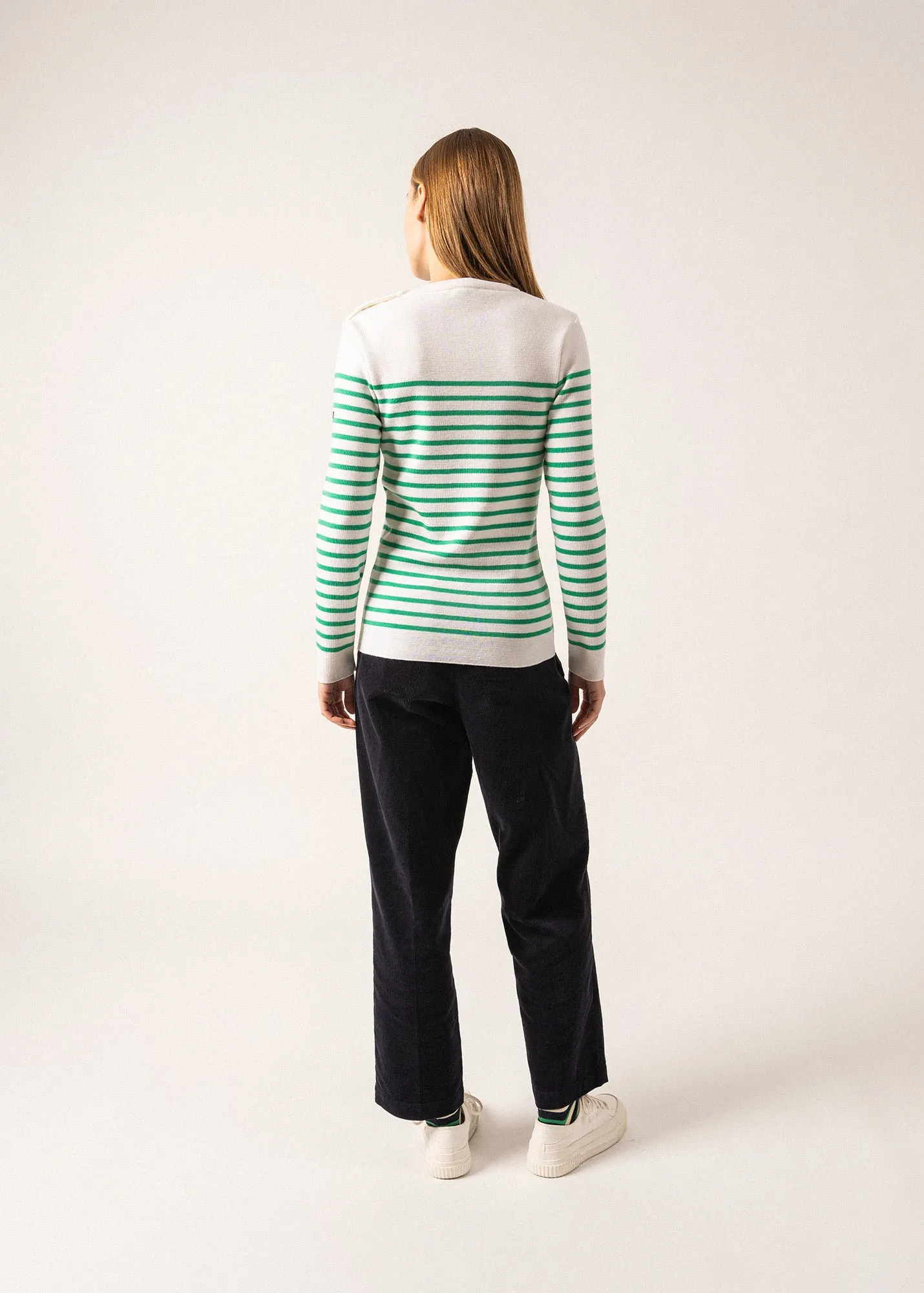 Marée authentic striped sailor jumper - slim fit, in wool (BLANC/TREFLE)