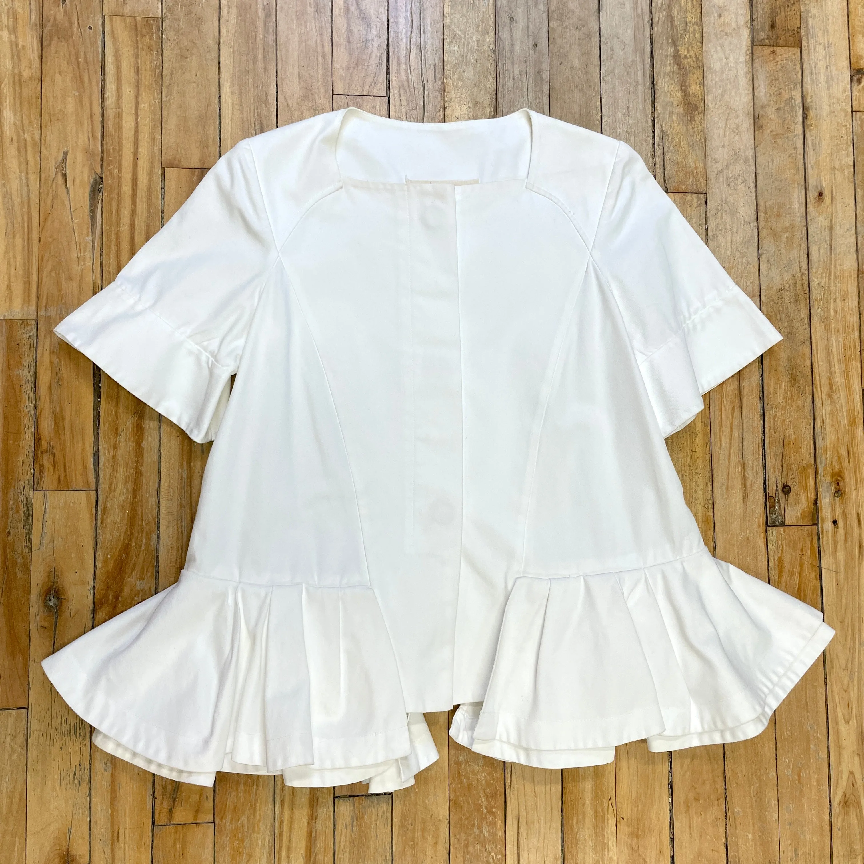 Marni Spring ‘13 Vintage Designer Crisp White Peplum Top Size M