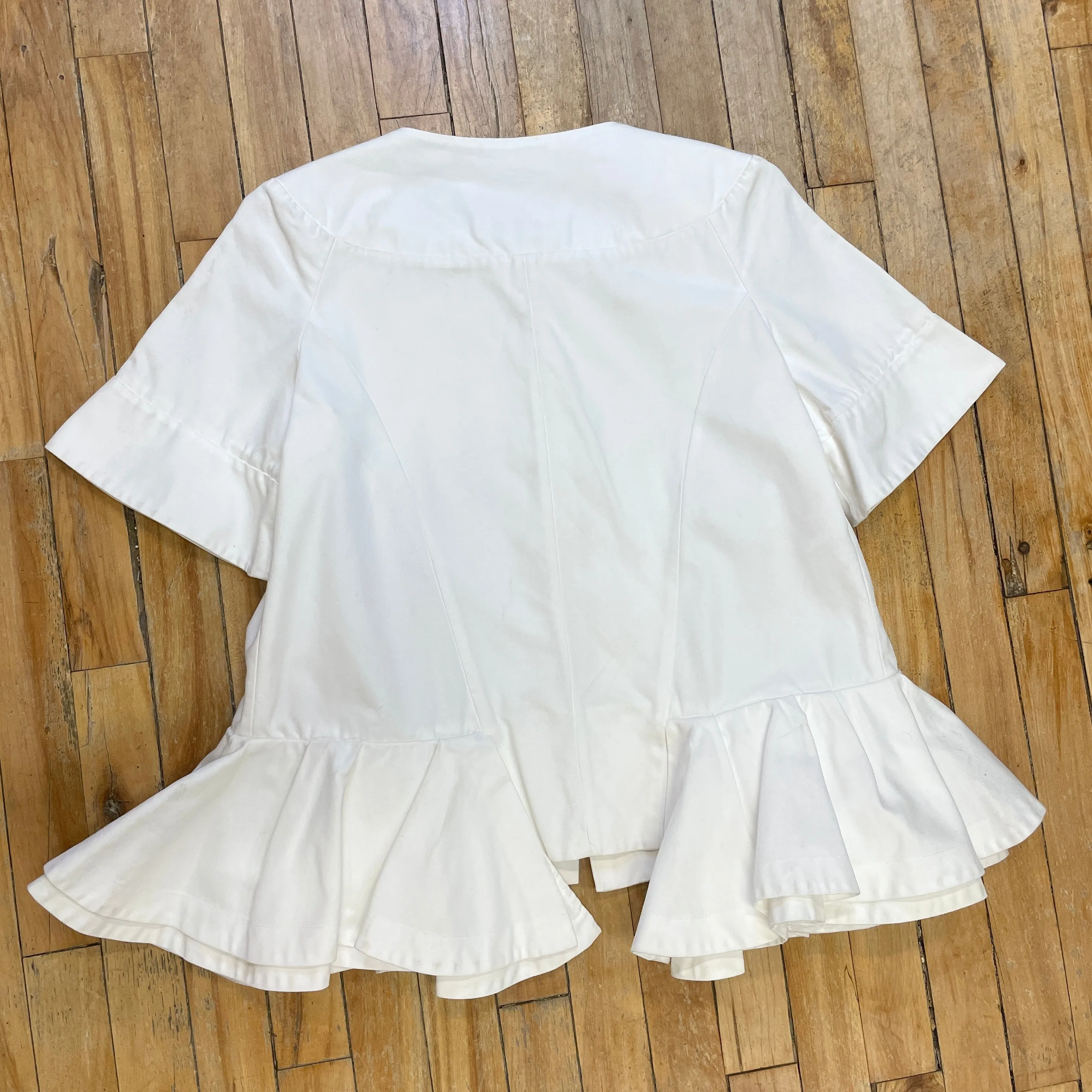 Marni Spring ‘13 Vintage Designer Crisp White Peplum Top Size M