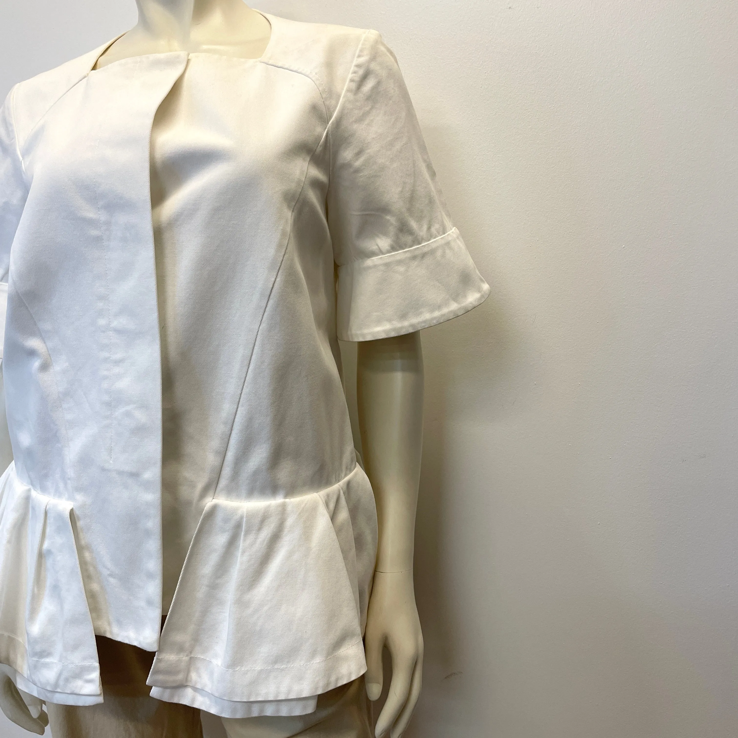 Marni Spring ‘13 Vintage Designer Crisp White Peplum Top Size M