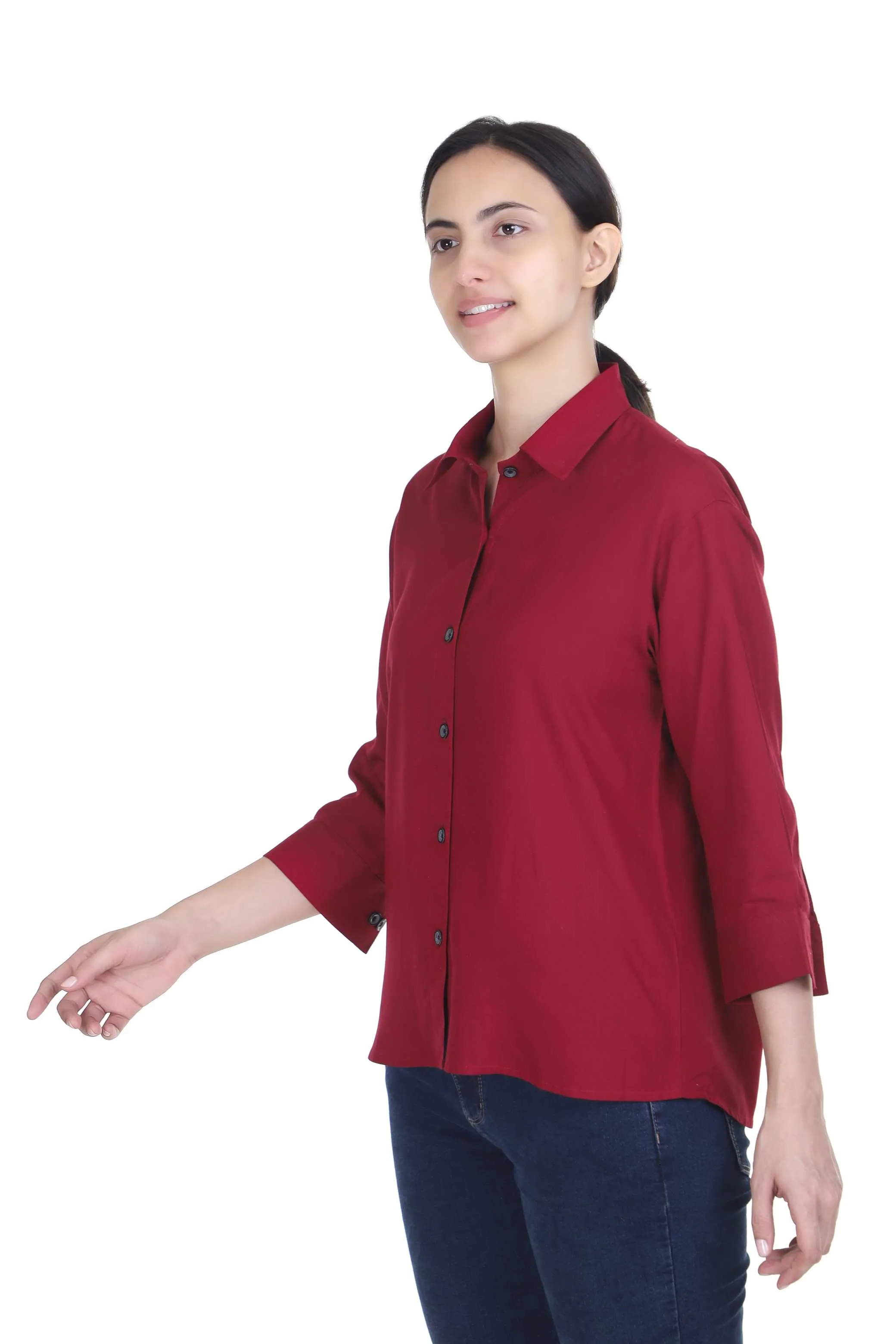 MAROON STRAIGHT SHIRT FOR WOMEN