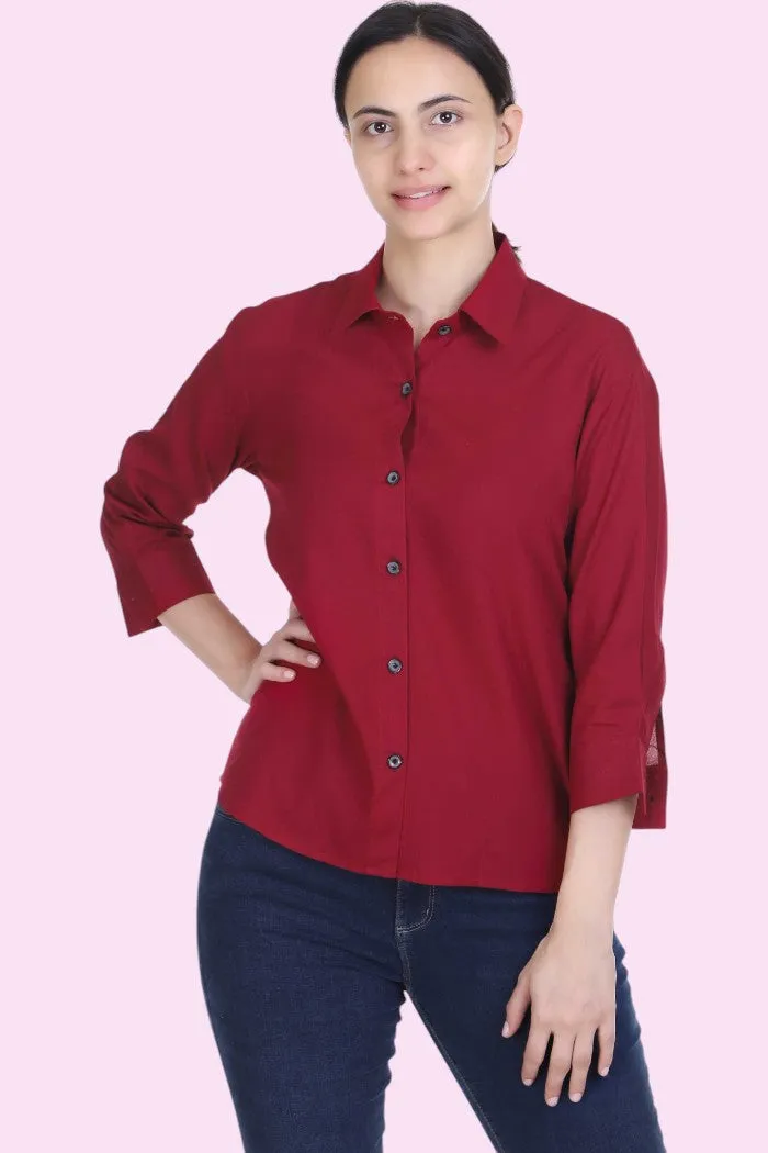 MAROON STRAIGHT SHIRT FOR WOMEN