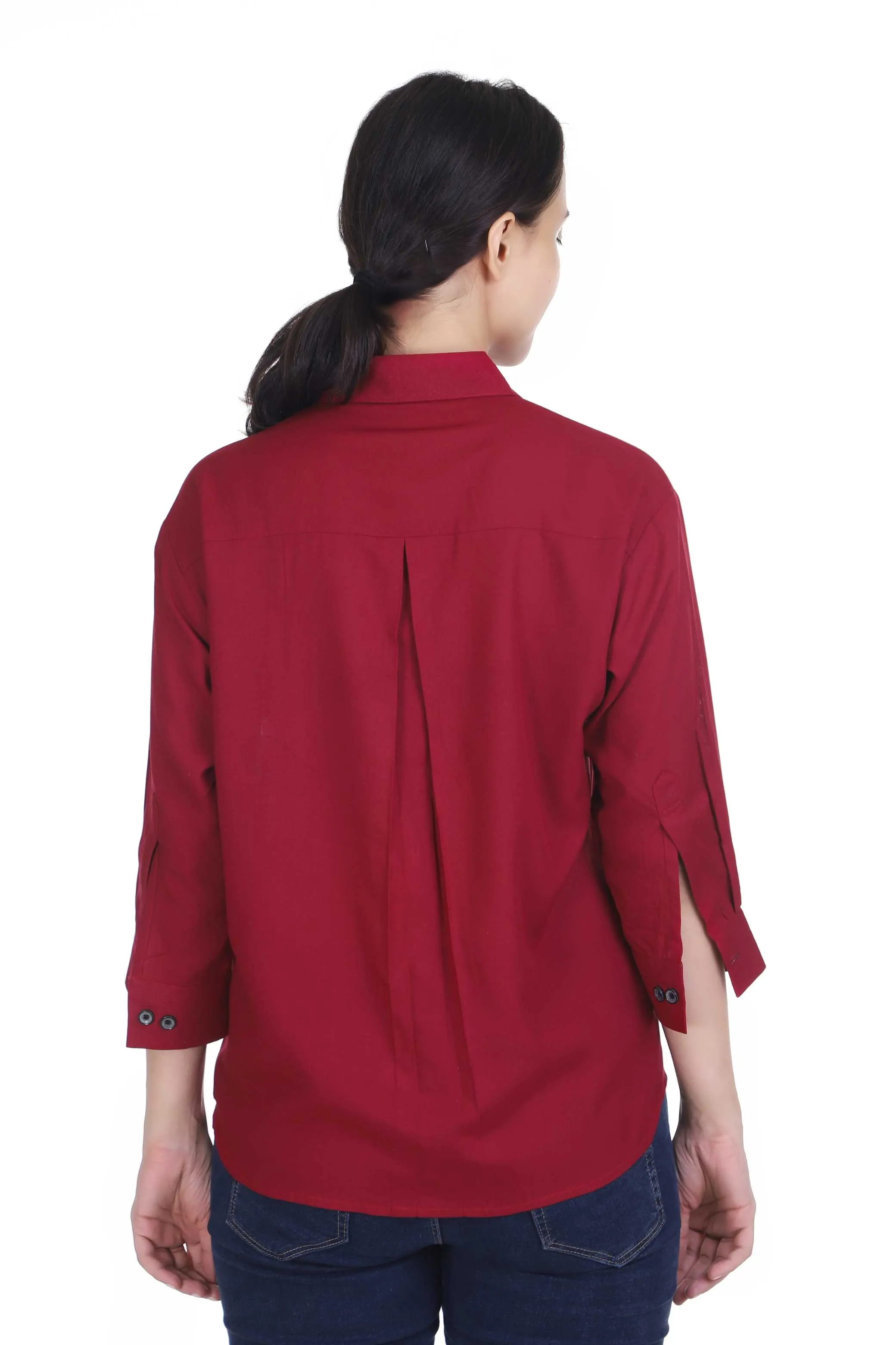 MAROON STRAIGHT SHIRT FOR WOMEN