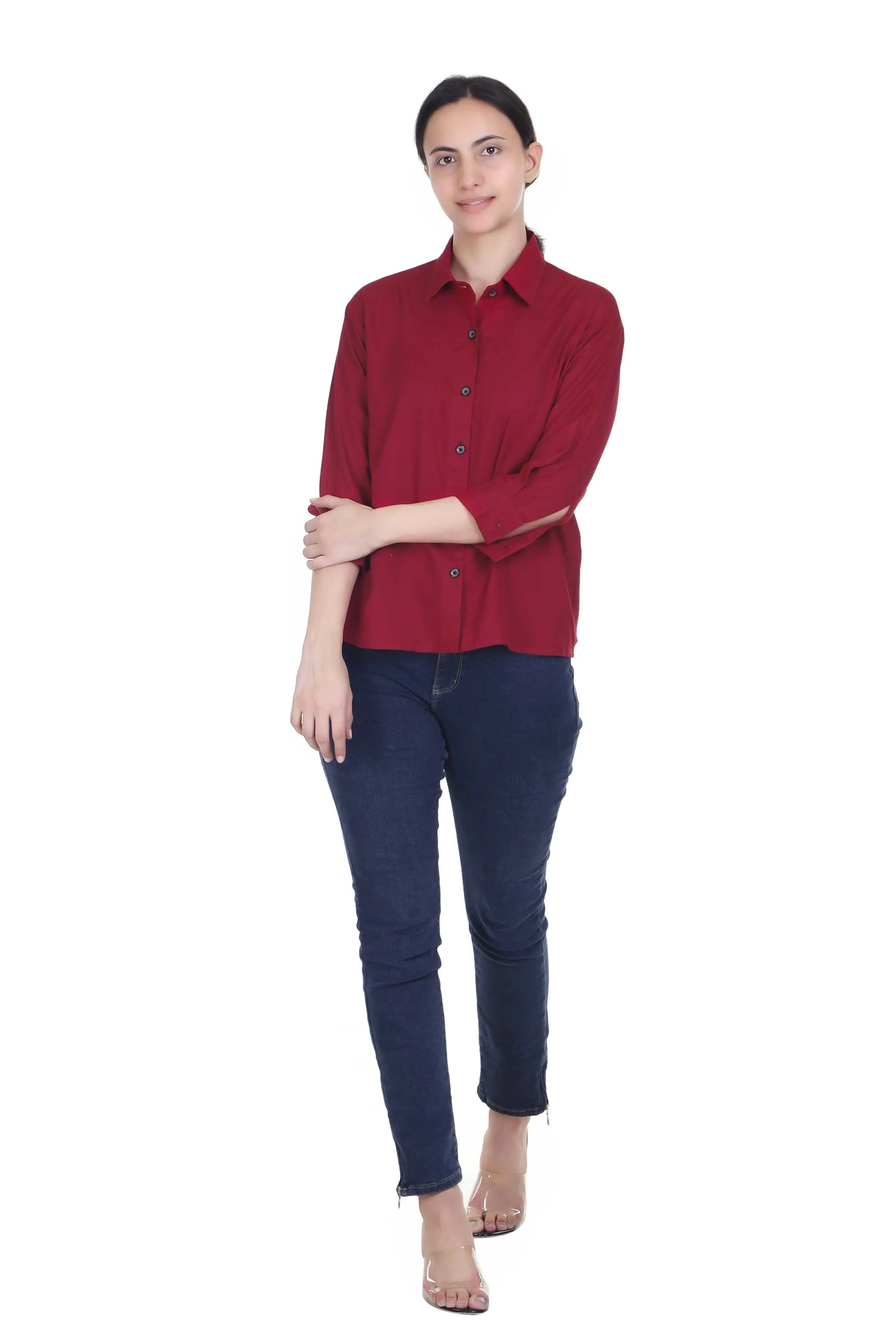 MAROON STRAIGHT SHIRT FOR WOMEN