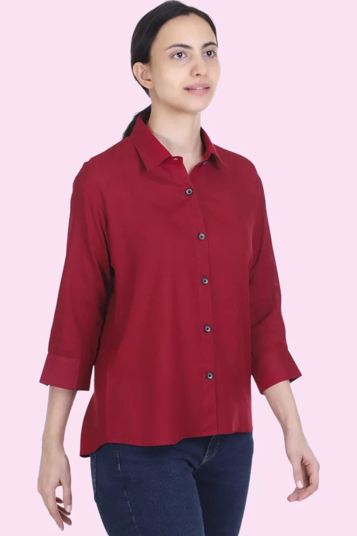 MAROON STRAIGHT SHIRT FOR WOMEN