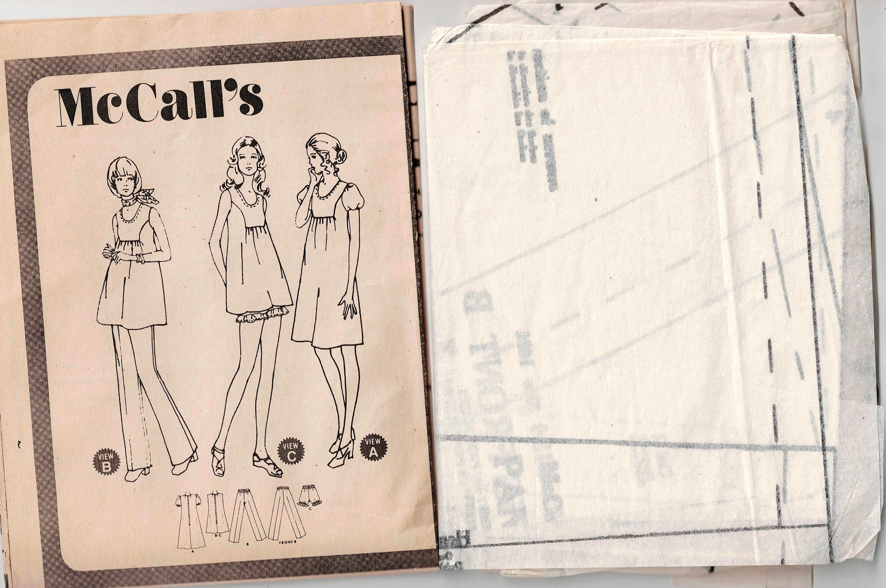 McCall's 3154 Maternity Dress Tunic Pants & Bloomers 1970s Vintage Sewing Pattern Size 10